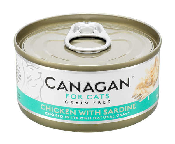75克Canagan 無穀物雞肉+沙丁魚主食貓罐頭, 泰國製造